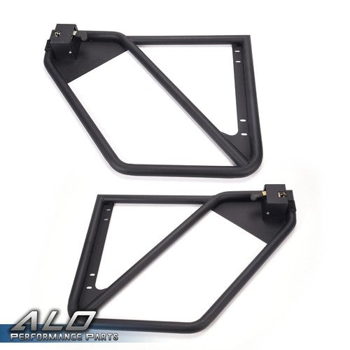 Solid Spare Fit For 2007-2018 Jeep Wrangler JK 4Door Front+Rear Side Iron Tube Doors Black