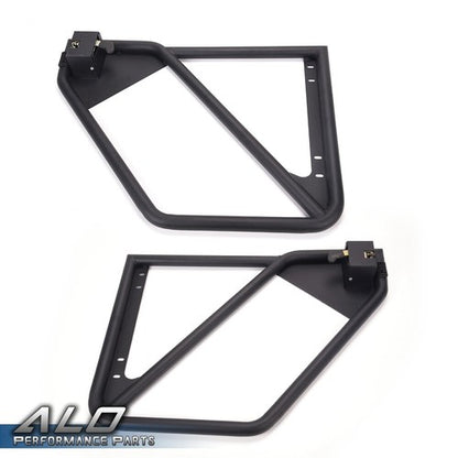 Solid Spare Fit For 2007-2018 Jeep Wrangler JK 4Door Front+Rear Side Iron Tube Doors Black