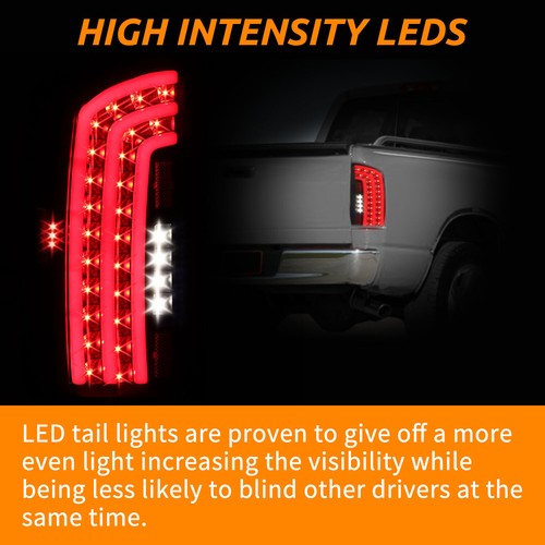 Solid Spare For 2007-2008 Dodge Ram 1500 2007-2009 Ram 2500/3500 Smoked LED Tail Lights Lamp