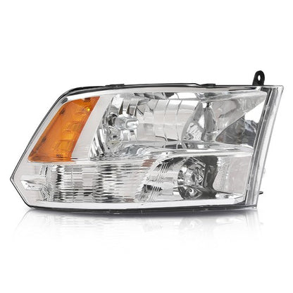 Solid Spare Fit For 09-18 Ram 1500 2500 3500 Amber Corner Chrome Headlight w/ Bulb Right