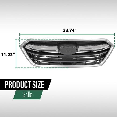 Solid Spare Fit For 2018-2019 Subaru Outback Front Bumper Upper Grille Grill Black Silver