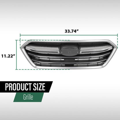 Solid Spare Fit For 2018-2019 Subaru Outback Front Bumper Upper Grille Grill Black Silver
