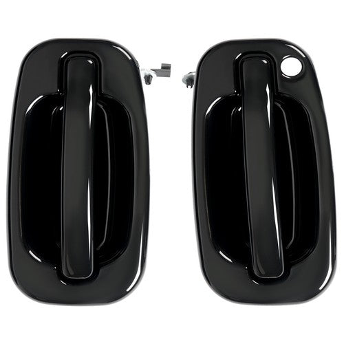 Solid Spare 2Pc Front Outer Door Handle Set For 1999-2007 Chevy Silverado 1500 Glossy Black
