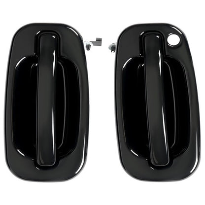 Solid Spare 2Pc Front Outer Door Handle Set For 1999-2007 Chevy Silverado 1500 Glossy Black