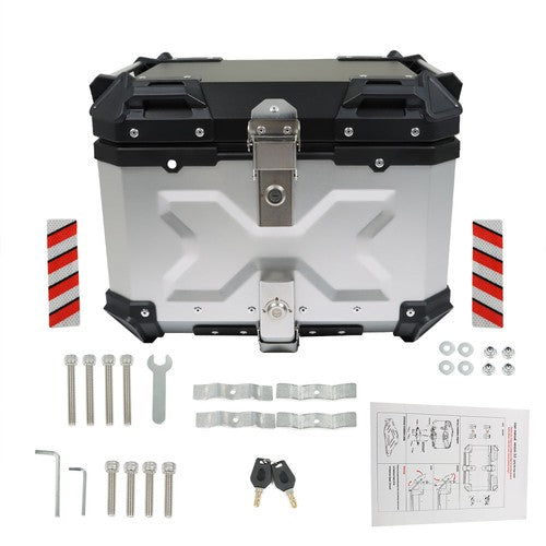 Solid Spare Motorcycle Aluminum Trunk Rear Top Case Luggage Tour Tail Tool Box Lock 45L USA