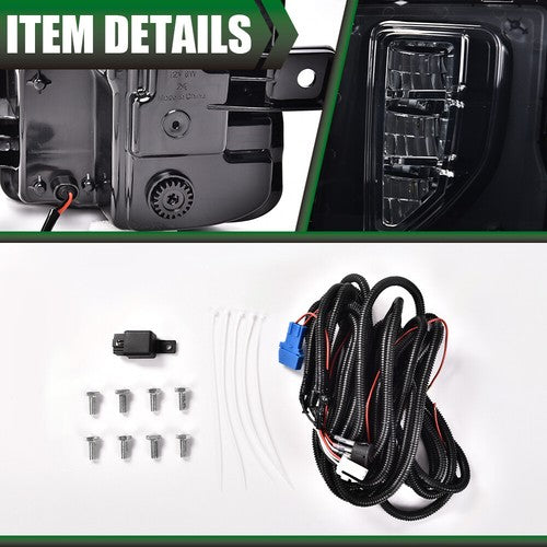 Solid Spare Fit For 2016-2018 Chevy Silverado 1500 LED Smoke Bumper Fog Light Lamps+Switch