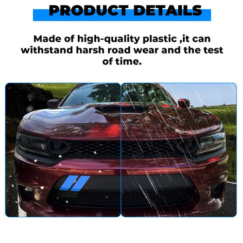 Solid Spare Front Upper Grille Grill With 2 Side Bezels FOR 2015-2023 Dodge Charger SRT GT