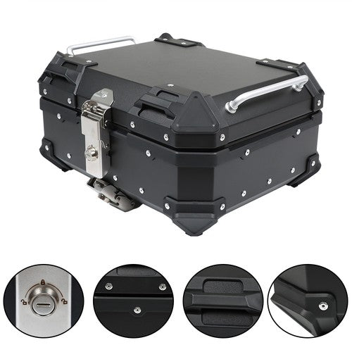 Solid Spare Motorcycle Aluminum Trunk Rear Top Case Luggage Tour Tail Tool Box Lock 22L