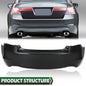 Solid Spare Rear Bumper Cover Black Fit For 2008 2009 2010 2011 2012 Honda Accord V6 Sedan