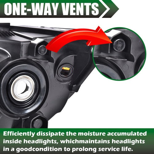Solid Spare Clear Black Headlights Headlamps Pair Fit For 07-13 Toyota Tundra 08-17 Sequoia