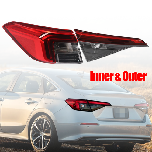 Rear Outer&Inner Left Side Tail Light Lamp For 2022-2024 Honda Civic Sedan Set