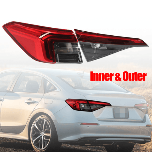Solid Spare Rear Outer&Inner Left Side Tail Light Lamp For 2022-2024 Honda Civic Sedan Set