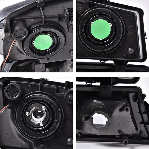 Solid Spare Fit For 2003-2007 Chevy Silverado Smoked Lens Black Housing LED DRL Headlights