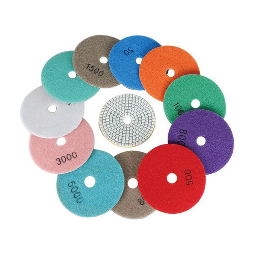 Solid Spare 14 Pack 4 Inch Diamond Polishing Pads Kit with 2PCS 5/8-11 Backer Pad
