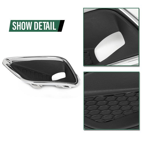 Solid Spare Fit For 2019-2020 Jeep Cherokee Front Bumper Fog Light Cover Bezel Left+Right
