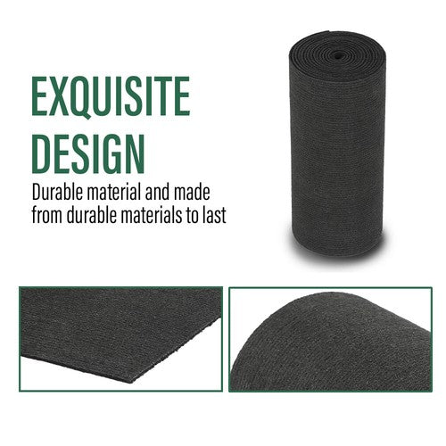Solid Spare 12" x 12' Ribbed Bunk Carpet / Marine Boat Trailer Runners / Outdoor - Black