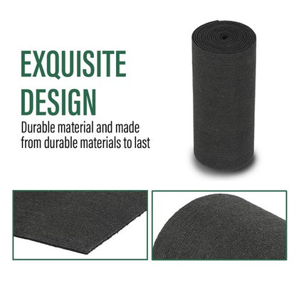 Solid Spare 12" x 12' Ribbed Bunk Carpet / Marine Boat Trailer Runners / Outdoor - Black