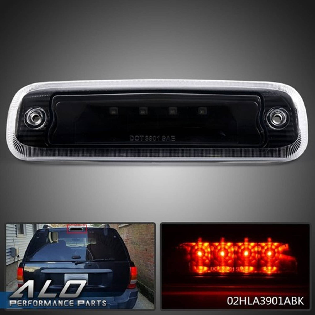 Solid Spare Fit For 1997-2001 Jeep Cherokee LED 3rd Rear Brake Tail Light Black