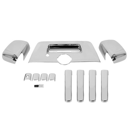 Solid Spare Chrome Mirror Cover +4 Door Handle+Full Tailgate Cover For 13-19 Nissan Frontier