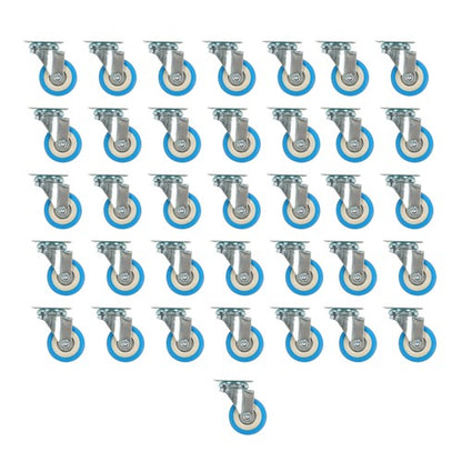 Solid Spare 36 Pack Caster Swivel Plate On Blue Polyurethane Wheels 2" Size Wheels No Brake