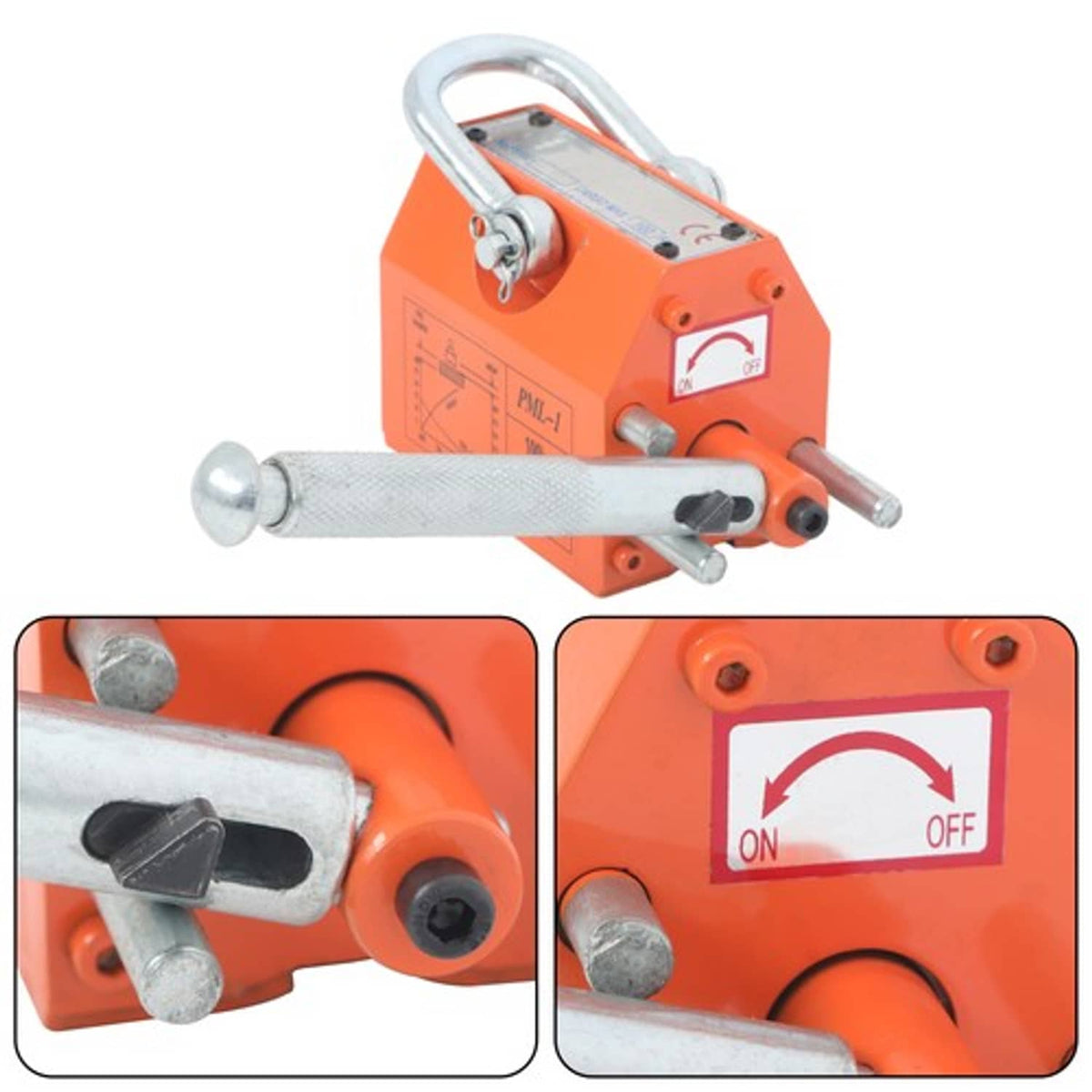 Solid Spare Orange Permanent Magnetic Lifter Hoist 220 lbs/100 kg 2.5 Safety Factor