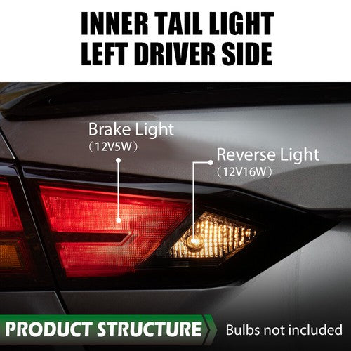 Solid Spare Inner Tail Light Rear Brake Lamp Fit For 2019-2022 Nissan Altima Left Side
