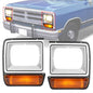 Solid Spare For Dodge D/W Pickup Truck Headlight Bezel 1986-1990 Pair w/Corner Parking Light