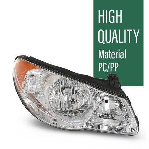 Solid Spare Fit For 2007-2010 Hyundai Elantra Clear Chrome Headlights Assembly Left+Right