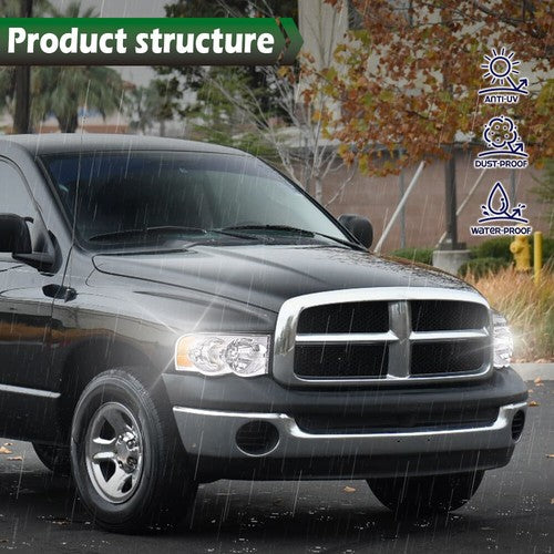 Solid Spare Amber/Chrome Headlights+Fog Lights Fit For 2002-2005 Dodge Ram 1500 2500 3500