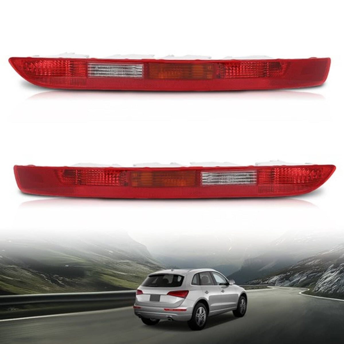 Solid Spare Rear Lower Bumper Tail Light Reverse Stop Lamp Fit For 09-16 Audi Q5 Left+Right