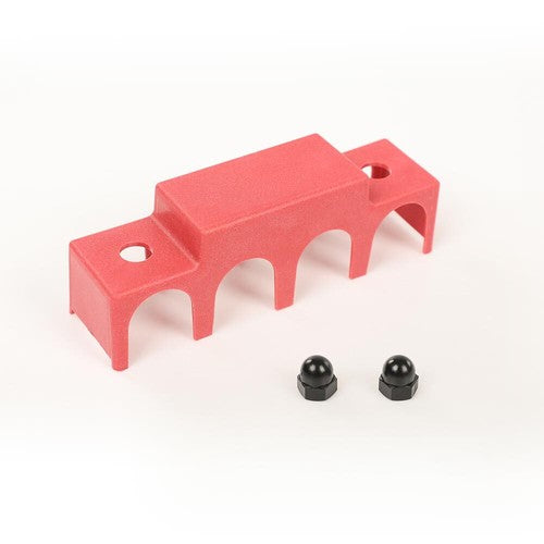 Solid Spare 250A 12V 4 Post Busbar Bus Bar Power Distribution Block With Cover 5/16" Red