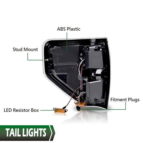 Solid Spare Dual LED Projector Headlights w/ Tail Lights Fit For 2009-2014 Ford F150 Pickup
