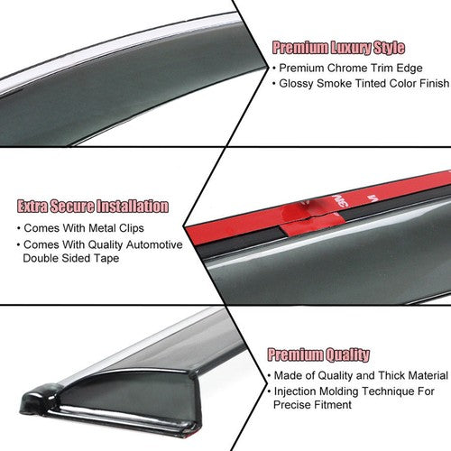 Solid Spare 4pcs Fit For Infiniti Q50 14-20 Window Visor Smoke Tinted Acrylic Rain Guard