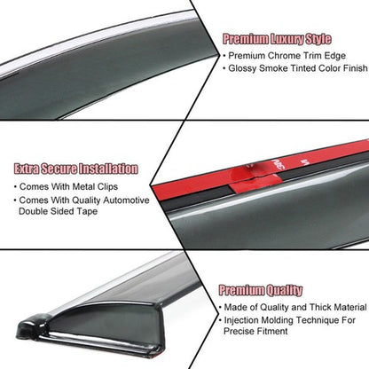 Solid Spare 4pcs Fit For Infiniti Q50 14-20 Window Visor Smoke Tinted Acrylic Rain Guard