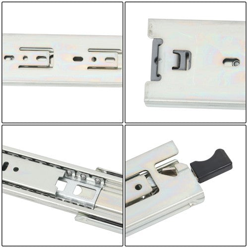 Solid Spare 1 Pair Locking Drawer Slides 18" Full Extension & Lock 150 lb Load Capacity