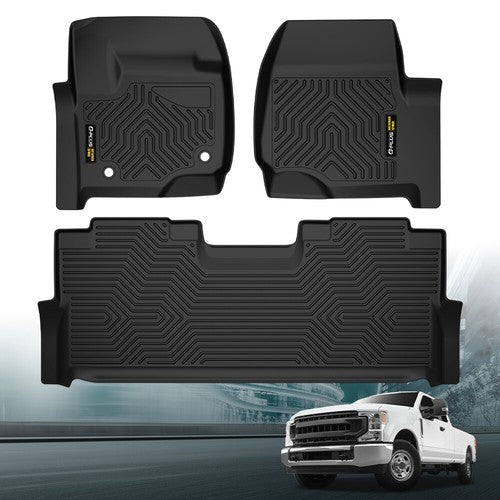 Solid Spare TPE Floor Mats Liners Fit For 17-24 Ford F-250 F-350 F-450 Super Duty Crew Cab