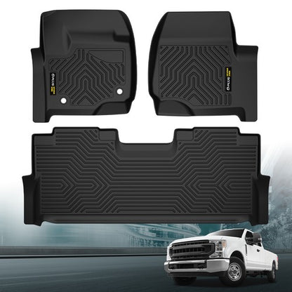 Solid Spare TPE Floor Mats Liners Fit For 17-24 Ford F-250 F-350 F-450 Super Duty Crew Cab