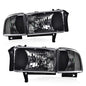 Solid Spare Clear Corner Black Headlights Assembly Fit For 94-02 Dodge Ram 1500 2500 3500