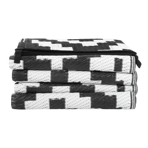 Solid Spare Outdoor Rug Outdoor Indoor RV Mat Carpet For Patio Backyard Black & White 6x9 ft