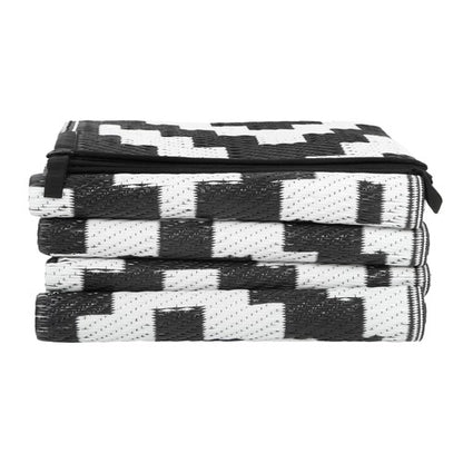 Solid Spare Outdoor Rug Outdoor Indoor RV Mat Carpet For Patio Backyard Black & White 6x9 ft