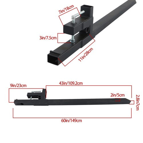 Solid Spare 60" Clamp on Pallet Forks 2000lbs for Loader Bucket Skidsteer Tractor