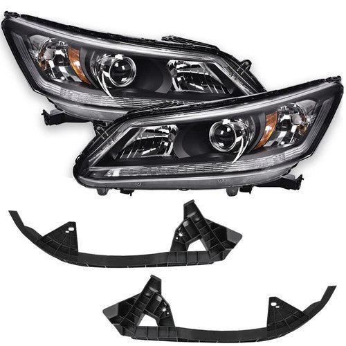 Solid Spare Fit For 13-2015 Honda Accord Sedan Projector Headlights+Bracket Mounting Support