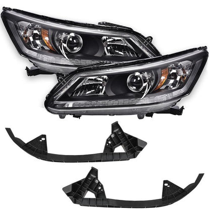 Solid Spare Fit For 13-2015 Honda Accord Sedan Projector Headlights+Bracket Mounting Support