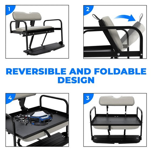 Solid Spare Rear Back Seat Kit Flip Folding For Yamaha G14 G16 G19 G22 Golf Cart Gray