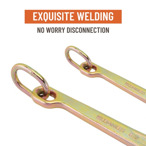 (2)15" Inch J Hook with Chain Link Tow Axle Strap Wrecker Clevis WLL G70 5400LBS