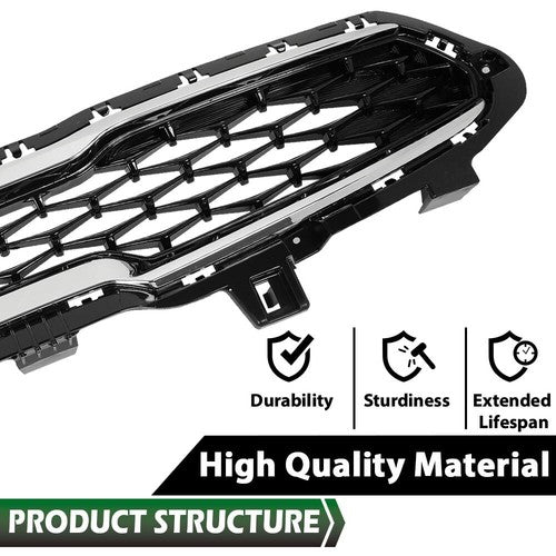 Solid Spare Front Upper Grille+Radiator Sight Cover Assembly Fit For 2019-2021 Kia Forte
