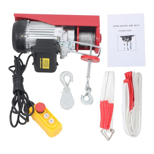 Solid Spare Mini Electric Hoist PA400 880lbs 14ft/4.2m Wired Remote Control Ring Axle Belt