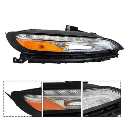 Solid Spare Single RH Side For Jeep Cherokee 2014-2018 Headlight Replacement wLED DRL Black