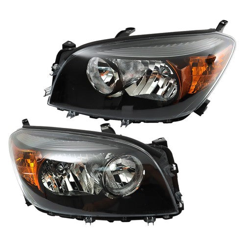 Solid Spare Left+Right Side Black Halogen Headlight Headlamp For Toyota RAV4 2006 2007 2008