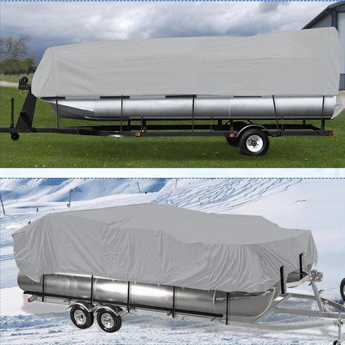Solid Spare Waterproof 21-24ft Boat Cover Trailerable Pontoon Dust Resistant Gray